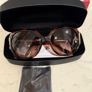 Salvatore Ferragamo Orange Logo Tortoise Shell Sunglasses NWT